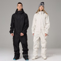 2021 Fashion Customized Logo One Piece Plain Ski Suits Waterproof White Season Ski Wear Jumpsuits